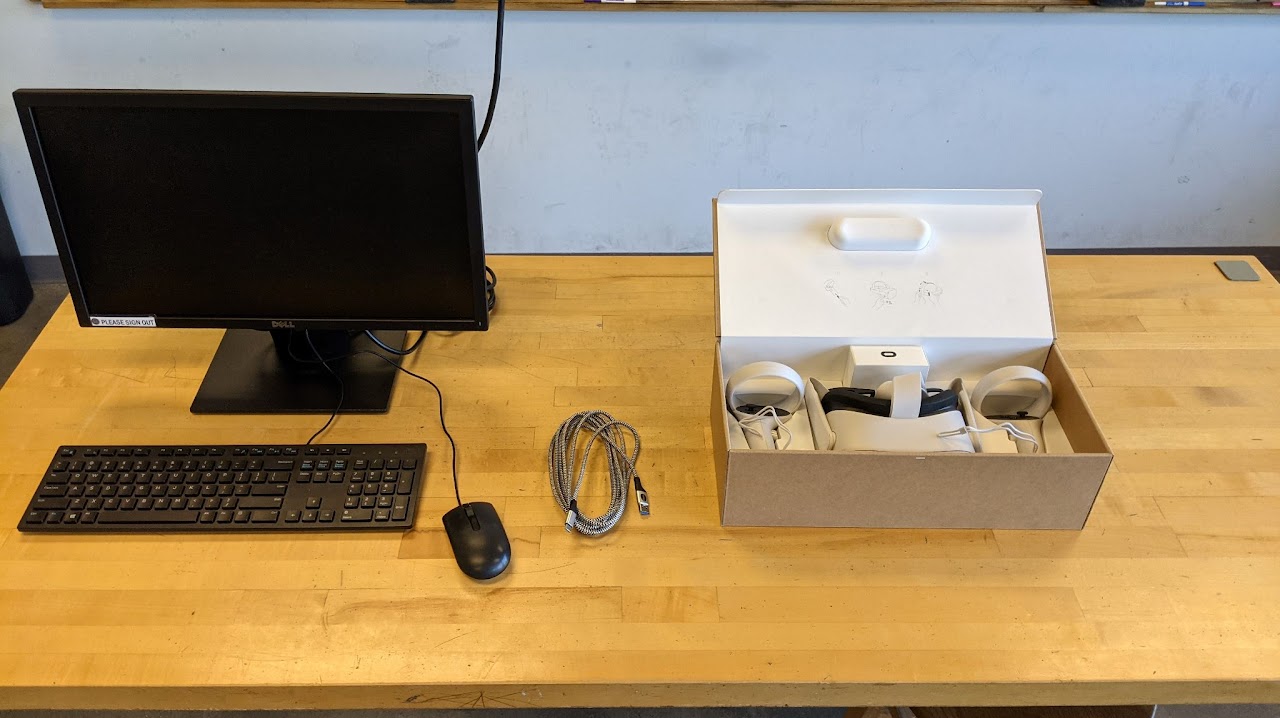 A picture of a table with lab materials on it.