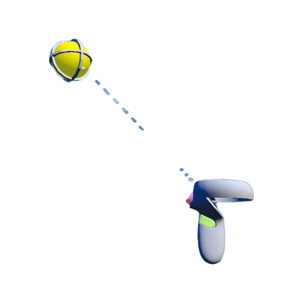 cutout of controller pointing at an anchored particle